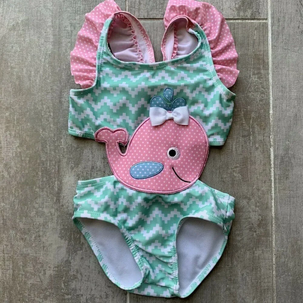 SOL SWIM Toddler Baby Girls One-Piece Swim Bathing Suit Whale Beach Summer 24M